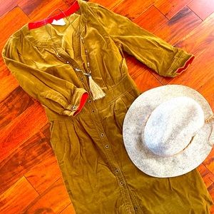 MAEVE Olive Corduroy Dress for ANTHROPOLOGIE